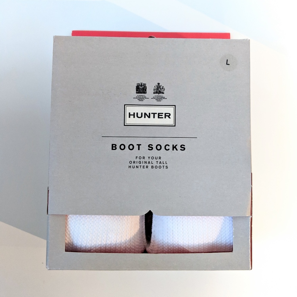 NWT Hunter Tall Boot Wellies Socks White Large